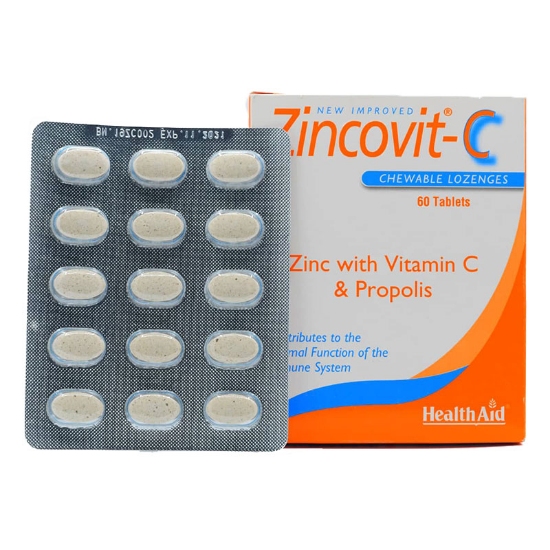 تصویر  قرص جویدنی زینک با ویتامین ث زینکوویت هلث اید - 60 عددی