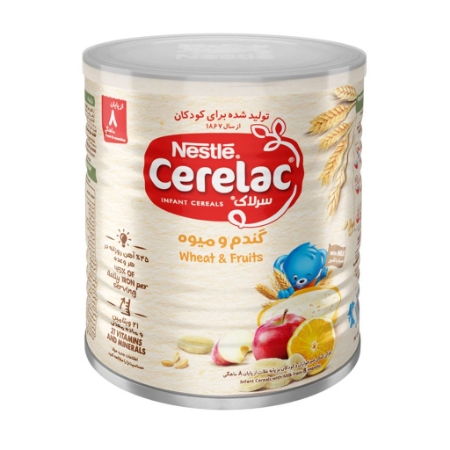 تصویر  مکمل غذای کودک سرلاک گندم و میوه به همراه شیر - از پایان12 ماهگی