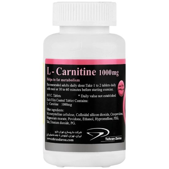 تصویر  قرص ال کارنیتین 1000 میلی گرم تداویتال تهران دارو - 60 عددی