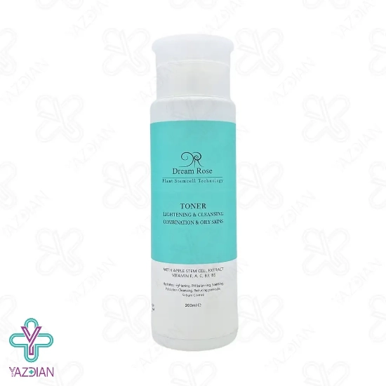 تونر پاک کننده و روشن کننده پوست چرب دریم رز - 200 میلی لیتر