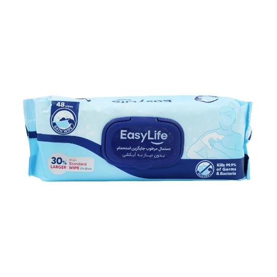 دستمال مرطوب جایگزین حمام ایزی لایف - 48 عددی
