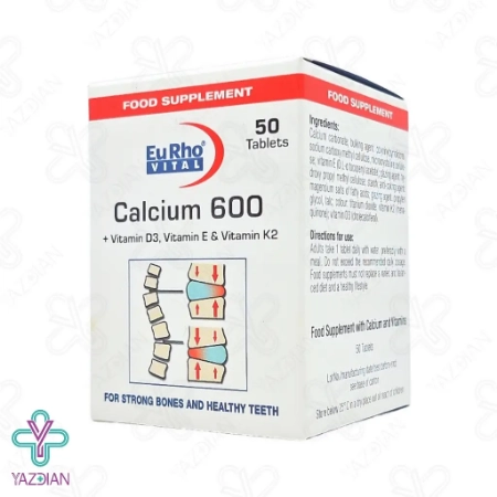 قرص مفاصل کلسیم 600 ویتامین د3 یوروویتال - 50 عددی
