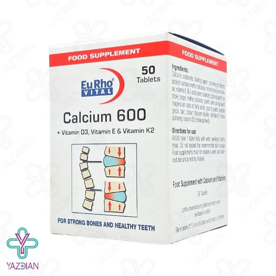 قرص مفاصل کلسیم 600 ویتامین د3 یوروویتال - 50 عددی
