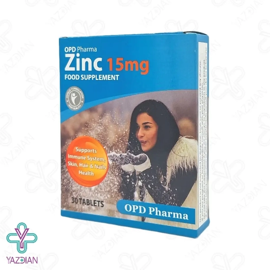 قرص زینک 15 تقویت پوست و مو او پی دی فارما - 30 عددی