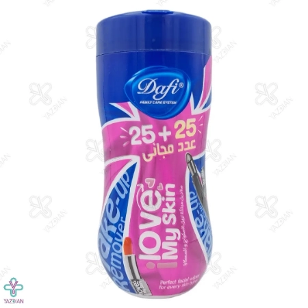 دستمال مرطوب پاک کننده آرایش قوطی دافی - 50 عددی