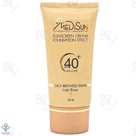 کرم ضد آفتاب SPF 40 مدیسان پوشش کرم پودری پوست چرب و حساس - بژ روشن