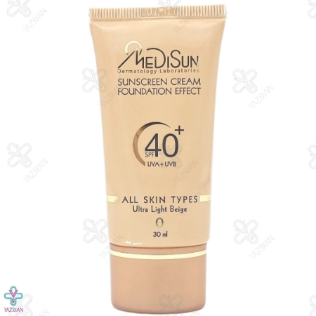 کرم ضد آفتاب SPF 40 مدیسان با پوشش کرم پودر مناسب انواع پوست - بژ خیلی روشن 