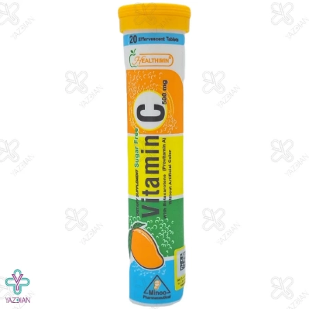 قرص ویتامین ث جوشان 500 هلثی مین با طعم انبه - 20 عددی