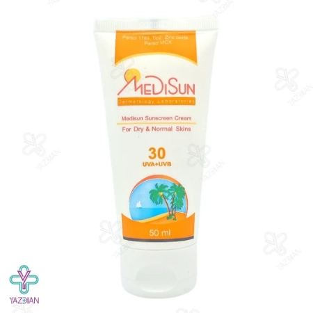 کرم ضد آفتاب SPF 30 مدیسان مناسب پوست خشک - بی رنگ