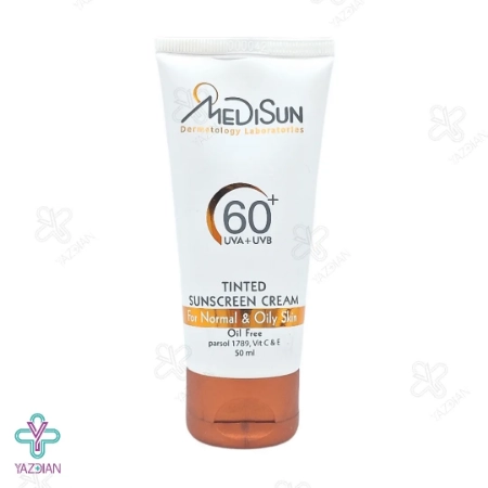 کرم ضد آفتاب SPF60 فاقد چربی مدیسان - رنگی