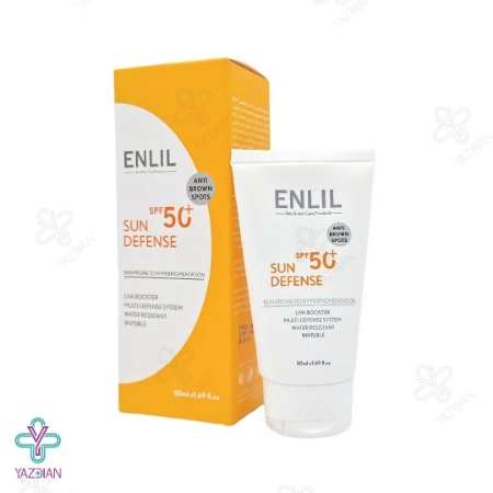 کرم ضد آفتاب SPF50 سان دیفنس انلیل مناسب پوست مستعد لک - بی رنگ