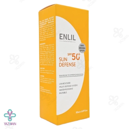 کرم ضد آفتاب SPF50 سان دیفنس انلیل مناسب پوست مستعد لک - بی رنگ
