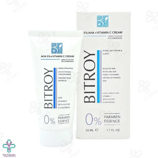 کرم روشن کننده آلفا هیدروکسی اسید 5 درصد ویتامین ث بیتروی - 50 میلی لیتر	