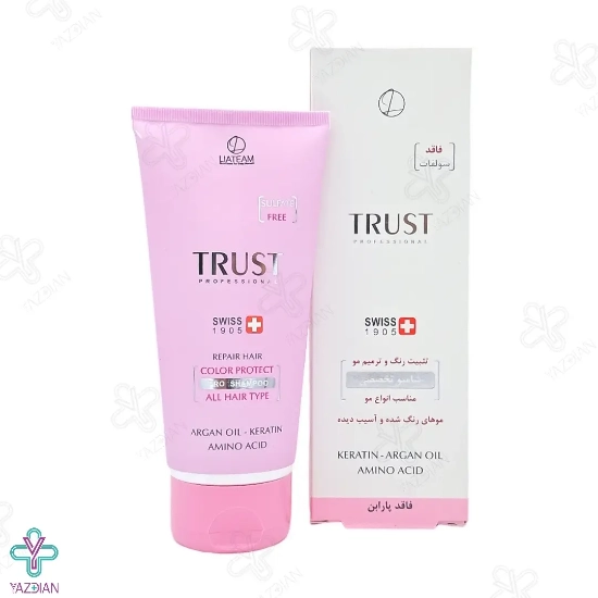 شامپو بدون سولفات تثبیت کننده رنگ و ترمیم کننده مناسب انواع مو تراست - 200 میلی لیتر	