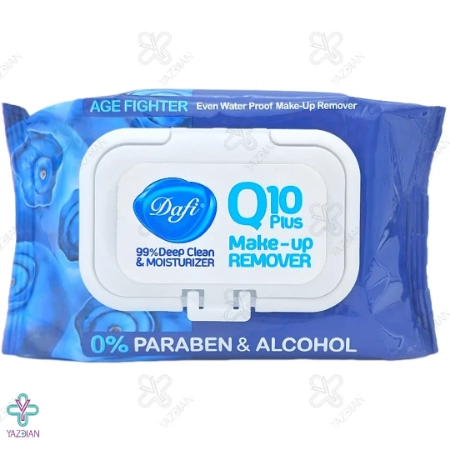 دستمال مرطوب پاک کننده آرایش Q10 plus دافی - 50 عددی	