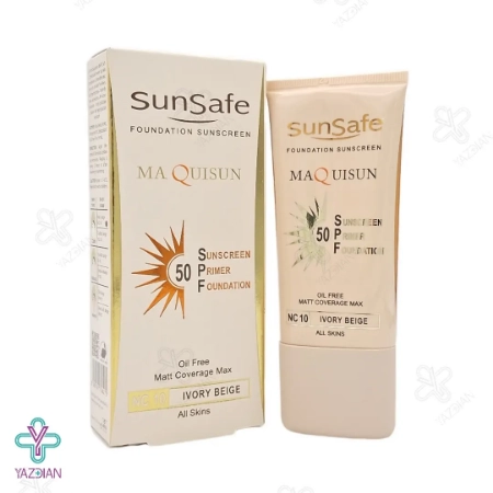 کرم ضد آفتاب SPF50 پودری و پرایمری سان سیف - بژ عاجی	
