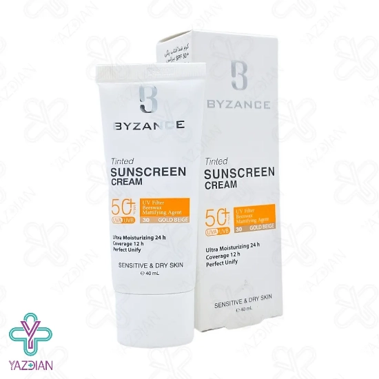 کرم ضد آفتاب SPF 50 پوست خشک بیزانس – بژ طلایی	