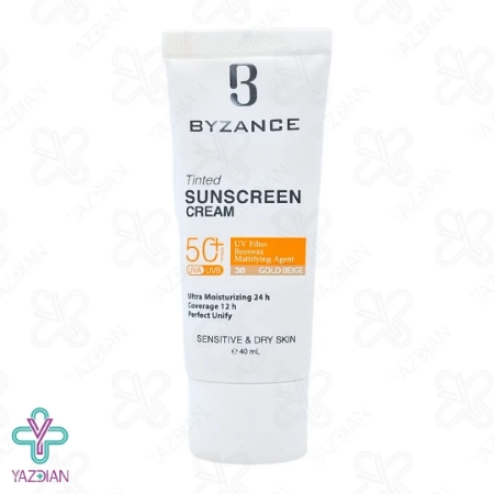 کرم ضد آفتاب SPF 50 پوست خشک بیزانس – بژ طلایی	