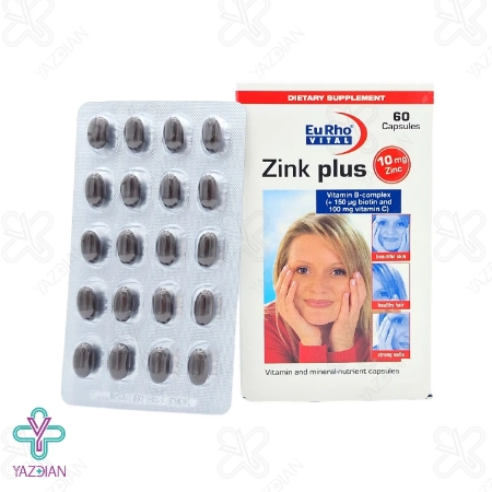 کپسول تقویت پوست.مو و ناخن زینک پلاس 10 یوروویتال - 60 عددی	