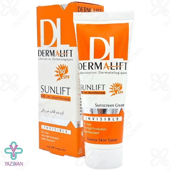 کرم ضد آفتاب SPF 50 پوست چرب درمالیفت - بی رنگ	