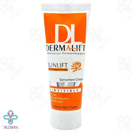 کرم ضد آفتاب SPF 50 پوست چرب درمالیفت - بی رنگ	