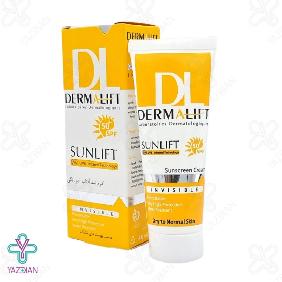 کرم ضد آفتاب SPF 50 پوست خشک درمالیفت - بی رنگ	