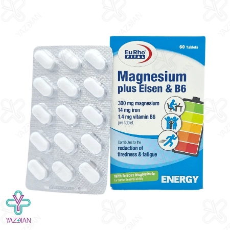 قرص منیزیم پلاس آیزن و ب6 یوروویتال - 60 عددی	
