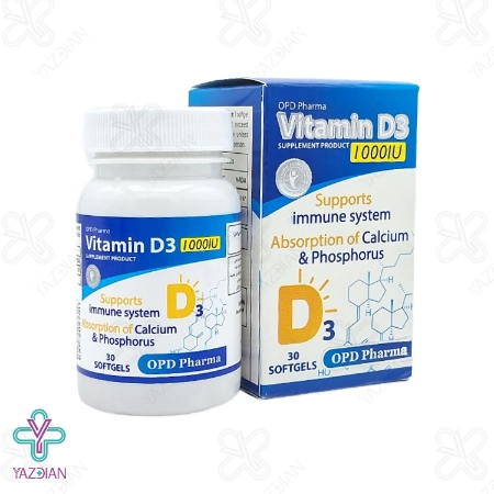 سافت ژل ویتامین د3 1000 او پی دی فارما - 30 عددی	